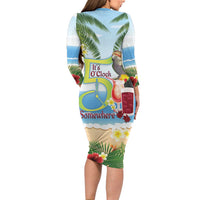 Guyana Christmas Family Matching Long Sleeve Bodycon Dress and Hawaiian Shirt Macaw Red-fan Parrot Tropical Vibes - Wonder Print Shop