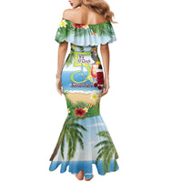Guyana Christmas Family Matching Mermaid Dress and Hawaiian Shirt Macaw Red-fan Parrot Tropical Vibes - Wonder Print Shop