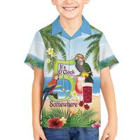 Guyana Christmas Family Matching Off The Shoulder Long Sleeve Dress and Hawaiian Shirt Macaw Red-fan Parrot Tropical Vibes - Wonder Print Shop