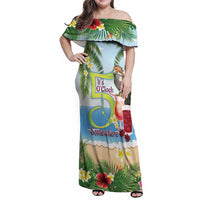 Guyana Christmas Family Matching Off Shoulder Maxi Dress and Hawaiian Shirt Macaw Red-fan Parrot Tropical Vibes - Wonder Print Shop