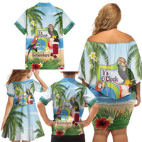 Guyana Christmas Family Matching Off Shoulder Short Dress and Hawaiian Shirt Macaw Red-fan Parrot Tropical Vibes - Wonder Print Shop