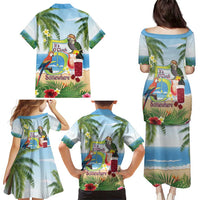 Guyana Christmas Family Matching Puletasi and Hawaiian Shirt Macaw Red-fan Parrot Tropical Vibes - Wonder Print Shop