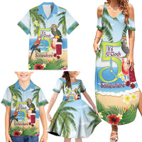 Guyana Christmas Family Matching Summer Maxi Dress and Hawaiian Shirt Macaw Red-fan Parrot Tropical Vibes - Wonder Print Shop