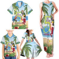 Guyana Christmas Family Matching Tank Maxi Dress and Hawaiian Shirt Macaw Red-fan Parrot Tropical Vibes - Wonder Print Shop