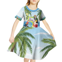 Guyana Christmas Kid Short Sleeve Dress Macaw Red-fan Parrot Tropical Vibes - Wonder Print Shop