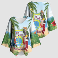 Guyana Christmas Kimono Sleeve Blouse Macaw Red-fan Parrot Tropical Vibes - Wonder Print Shop