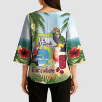 Guyana Christmas Kimono Sleeve Blouse Macaw Red-fan Parrot Tropical Vibes - Wonder Print Shop