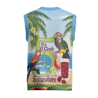 Guyana Christmas Knitted V-Neck Vest Macaw Red-fan Parrot Tropical Vibes - Wonder Print Shop
