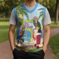 Guyana Christmas Knitted V-Neck Vest Macaw Red-fan Parrot Tropical Vibes - Wonder Print Shop