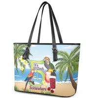 Guyana Christmas Leather Tote Bag Macaw Red-fan Parrot Tropical Vibes - Wonder Print Shop