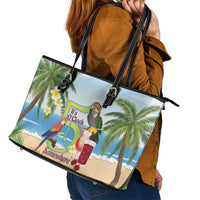 Guyana Christmas Leather Tote Bag Macaw Red-fan Parrot Tropical Vibes - Wonder Print Shop
