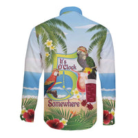 Guyana Christmas Long Sleeve Button Shirt Macaw Red-fan Parrot Tropical Vibes - Wonder Print Shop