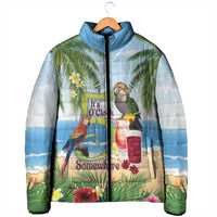 Guyana Christmas Padded Jacket Macaw Red-fan Parrot Tropical Vibes - Wonder Print Shop