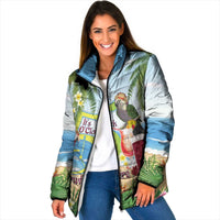 Guyana Christmas Padded Jacket Macaw Red-fan Parrot Tropical Vibes - Wonder Print Shop