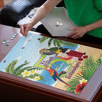 Guyana Christmas Puzzle Macaw Red-fan Parrot Tropical Vibes - Wonder Print Shop