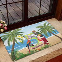 Guyana Christmas Rubber Doormat Macaw Red-fan Parrot Tropical Vibes - Wonder Print Shop