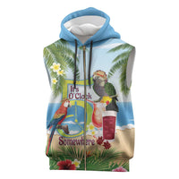 Guyana Christmas Sleeveless Zip Hoodie Macaw Red-fan Parrot Tropical Vibes - Wonder Print Shop