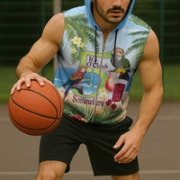 Guyana Christmas Sleeveless Zip Hoodie Macaw Red-fan Parrot Tropical Vibes - Wonder Print Shop