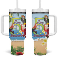 Guyana Christmas Tumbler With Handle Macaw Red-fan Parrot Tropical Vibes - Wonder Print Shop