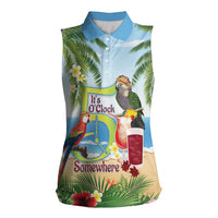 Guyana Christmas Women Sleeveless Polo Shirt Macaw Red-fan Parrot Tropical Vibes - Wonder Print Shop