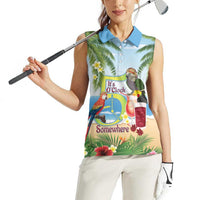 Guyana Christmas Women Sleeveless Polo Shirt Macaw Red-fan Parrot Tropical Vibes - Wonder Print Shop