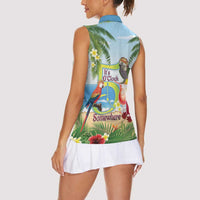 Guyana Christmas Women Sleeveless Polo Shirt Macaw Red-fan Parrot Tropical Vibes - Wonder Print Shop