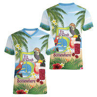 Guyana Christmas Women V-Neck T-Shirt Macaw Red-fan Parrot Tropical Vibes - Wonder Print Shop