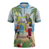 Guyana Christmas Zipper Polo Shirt Macaw Red-fan Parrot Tropical Vibes - Wonder Print Shop