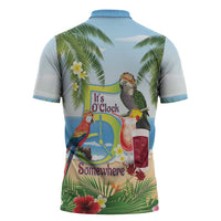 Guyana Christmas Zipper Polo Shirt Macaw Red-fan Parrot Tropical Vibes - Wonder Print Shop