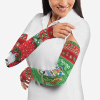 Guyana Christmas Arm Sleeves Santa With Macaw Parrot Merry Xmas - Wonder Print Shop