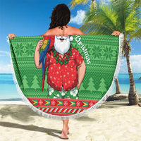 Guyana Christmas Beach Blanket Santa With Macaw Parrot Merry Xmas - Wonder Print Shop