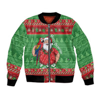 Guyana Christmas Bomber Jacket Santa With Macaw Parrot Merry Xmas - Wonder Print Shop