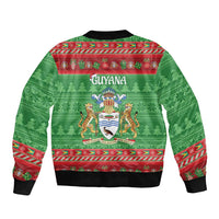 Guyana Christmas Bomber Jacket Santa With Macaw Parrot Merry Xmas - Wonder Print Shop