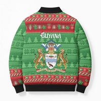 Guyana Christmas Bomber Puffer Jacket Santa With Macaw Parrot Merry Xmas - Wonder Print Shop