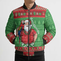 Guyana Christmas Bomber Puffer Jacket Santa With Macaw Parrot Merry Xmas - Wonder Print Shop