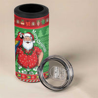 Guyana Christmas 4 in 1 Can Cooler Tumbler Santa With Macaw Parrot Merry Xmas - Wonder Print Shop