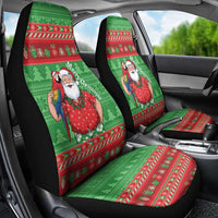 Guyana Christmas Car Seat Cover Santa With Macaw Parrot Merry Xmas - Wonder Print Shop