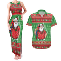 Guyana Christmas Couples Matching Tank Maxi Dress and Hawaiian Shirt Santa With Macaw Parrot Merry Xmas - Wonder Print Shop
