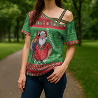 Guyana Christmas Cross Shoulder Shirt Santa With Macaw Parrot Merry Xmas - Wonder Print Shop