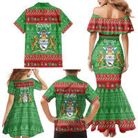 Guyana Christmas Family Matching Mermaid Dress and Hawaiian Shirt Santa With Macaw Parrot Merry Xmas - Wonder Print Shop