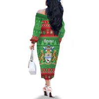 Guyana Christmas Family Matching Off The Shoulder Long Sleeve Dress and Hawaiian Shirt Santa With Macaw Parrot Merry Xmas - Wonder Print Shop