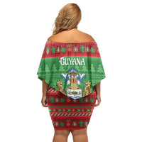 Guyana Christmas Family Matching Off Shoulder Short Dress and Hawaiian Shirt Santa With Macaw Parrot Merry Xmas - Wonder Print Shop