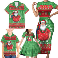 Guyana Christmas Family Matching Short Sleeve Bodycon Dress and Hawaiian Shirt Santa With Macaw Parrot Merry Xmas - Wonder Print Shop
