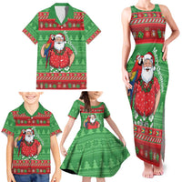 Guyana Christmas Family Matching Tank Maxi Dress and Hawaiian Shirt Santa With Macaw Parrot Merry Xmas - Wonder Print Shop