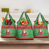 Guyana Christmas Grocery Bag Santa With Macaw Parrot Merry Xmas - Wonder Print Shop