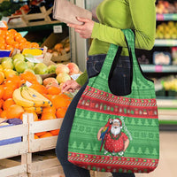 Guyana Christmas Grocery Bag Santa With Macaw Parrot Merry Xmas - Wonder Print Shop