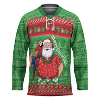 Guyana Christmas Hockey Jersey Santa With Macaw Parrot Merry Xmas - Wonder Print Shop