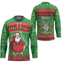 Guyana Christmas Hockey Jersey Santa With Macaw Parrot Merry Xmas - Wonder Print Shop