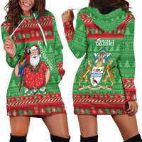Guyana Christmas Hoodie Dress Santa With Macaw Parrot Merry Xmas - Wonder Print Shop
