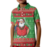 Guyana Christmas Kid Polo Shirt Santa With Macaw Parrot Merry Xmas - Wonder Print Shop
